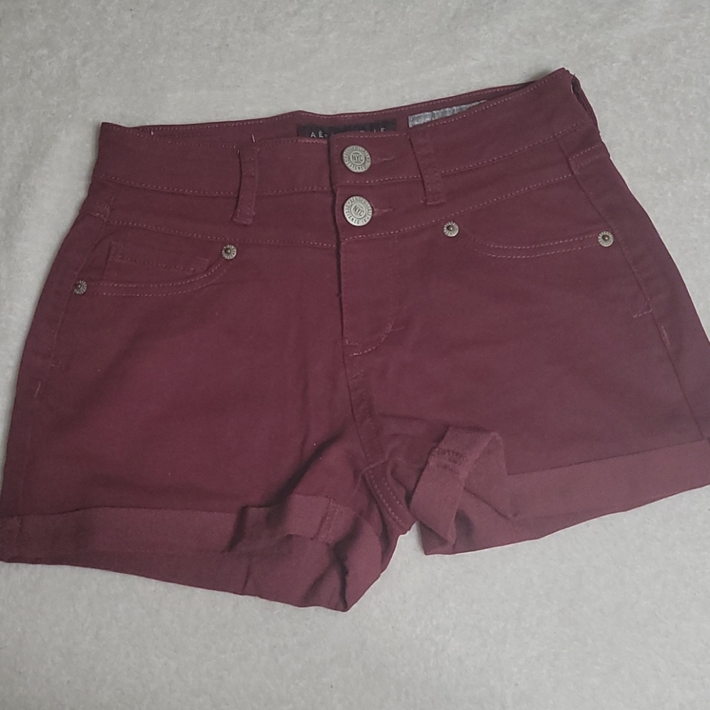 Burgundy High Waisted Aeropostale Shorts